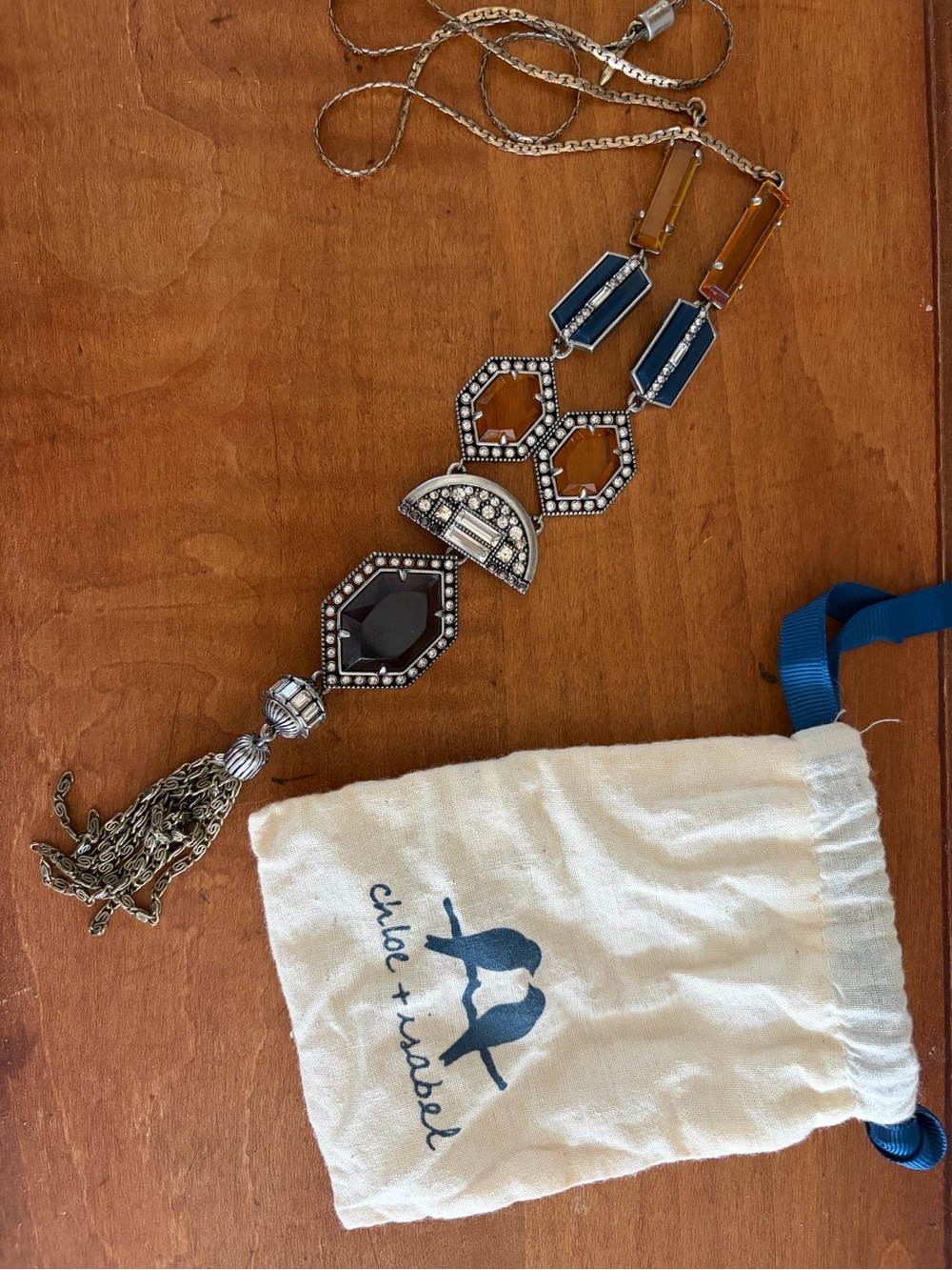 Chloe + Isabel Navy and Amber convertible Statement Pendant Necklace